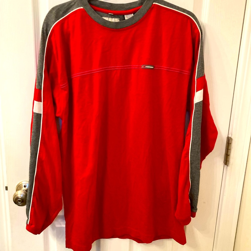 Point Zero Men’s Long Sleeve Red and Gray Shirt
